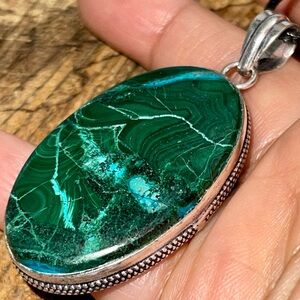 Azurite Malachite Crystal Pendant 2 1/4”